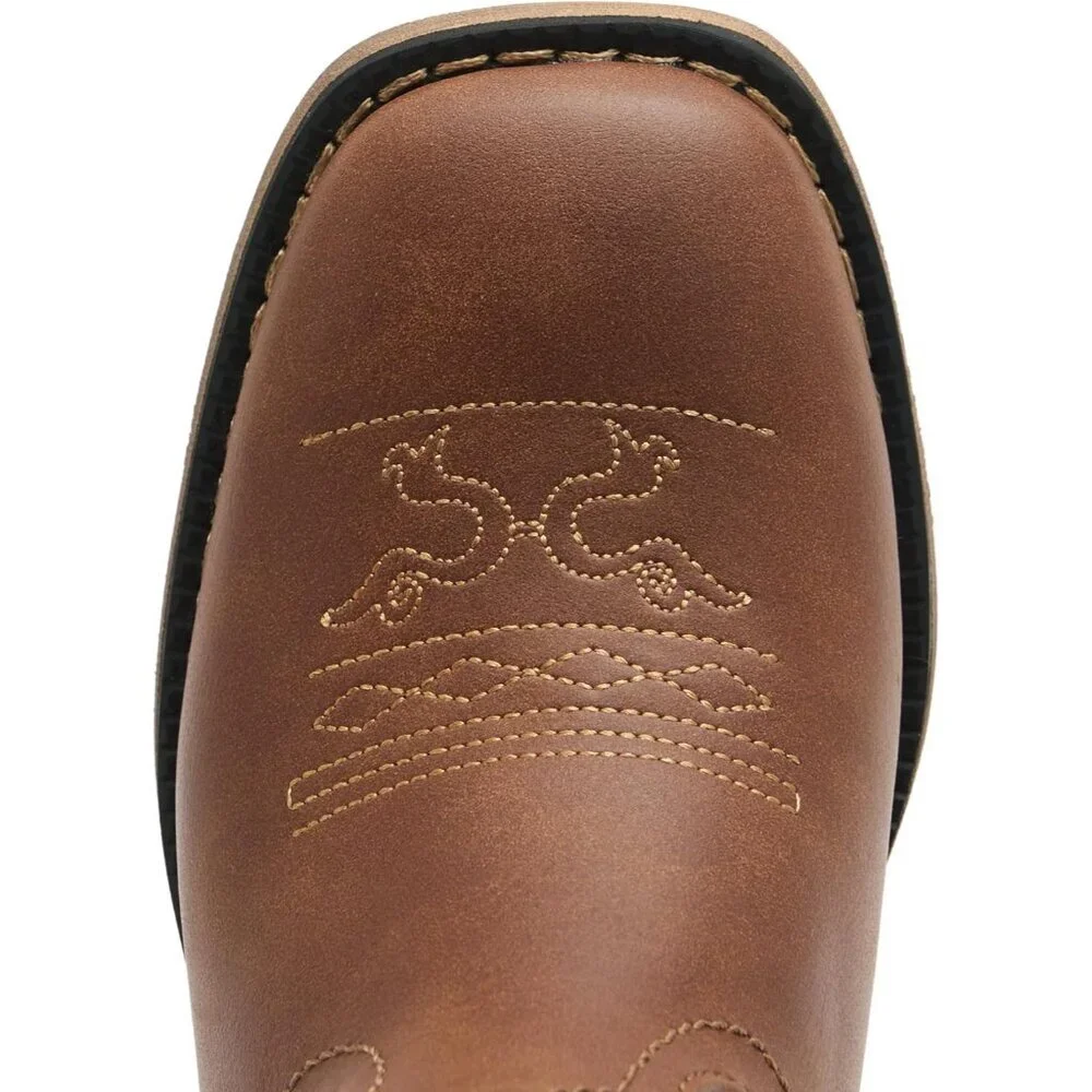⚡Girls Brown Black Embroidered Cowgirl Boots Western Square Toe Mid Calf
